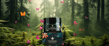 Ayurvedic herbal pain balm for joint and muscle pain relief with hemp and natural oils.