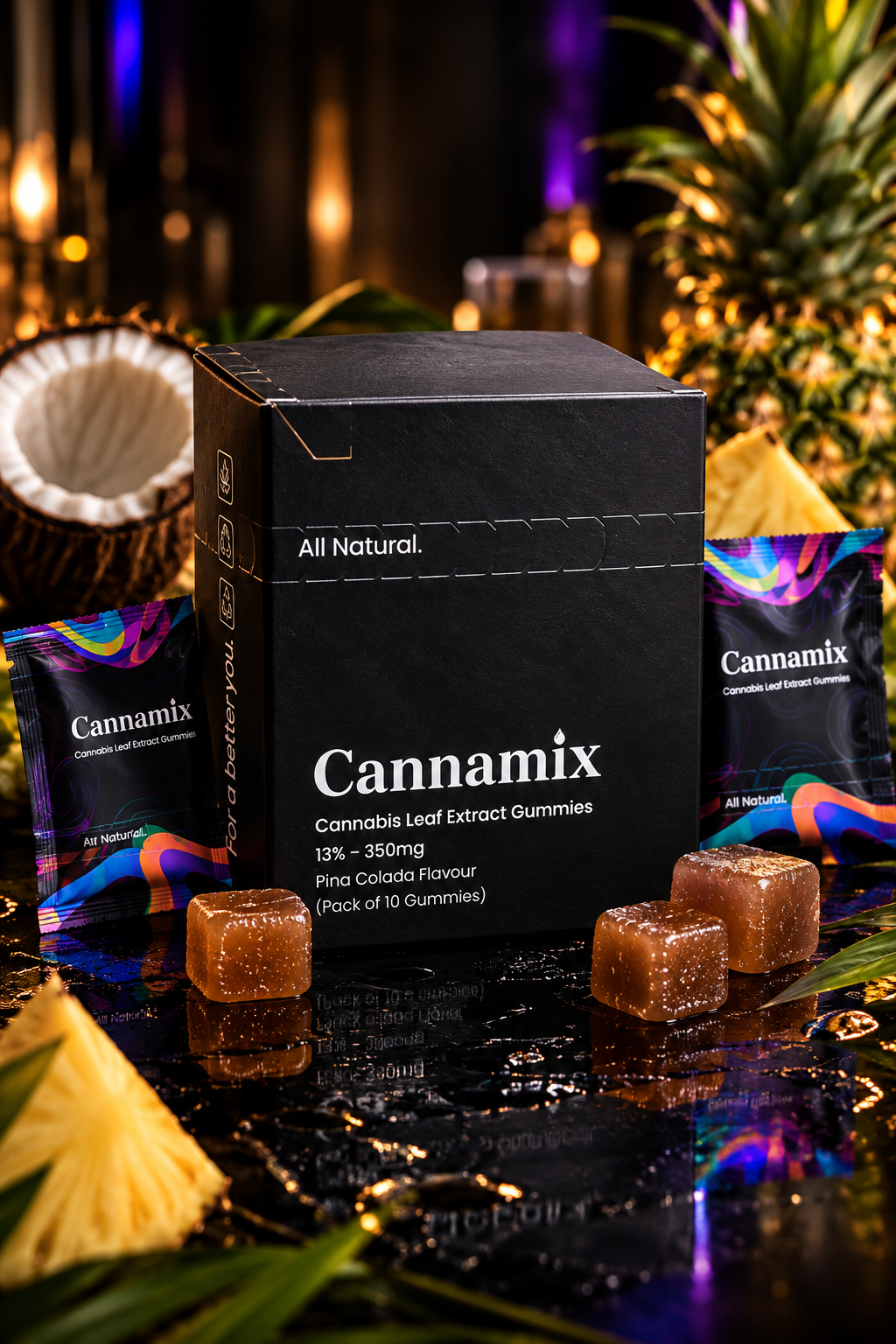 Cannamix Cannabis Leaf Extract Gummies 13%  – Pina Colada | 350mg Cannamix